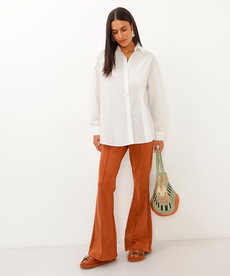 calça de suede flare com nervuras marrom 40 calça de suede flare com nervuras marrom 40