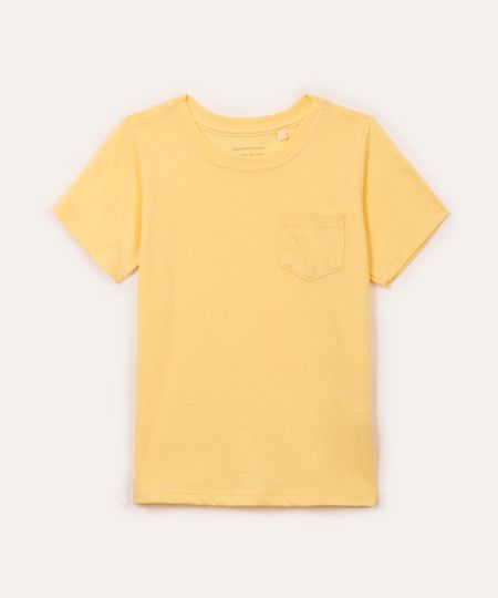 camiseta infantil texturizada com bolso amarelo 2