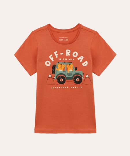 camiseta de algodão infantil off road manga curta vermelha 4