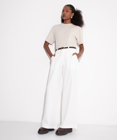 calça alfaiataria com cinto mindset off white 38