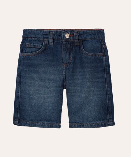 bermuda jeans infantil slim com bolso  azul médio - jeans medio 4