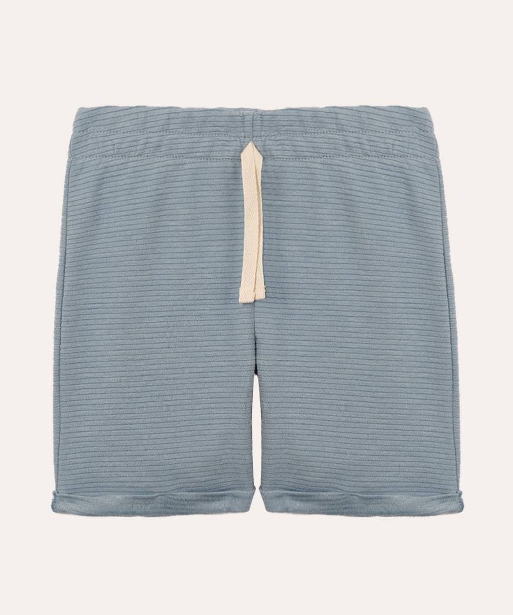 bermuda infantil de malha texturizada azul
