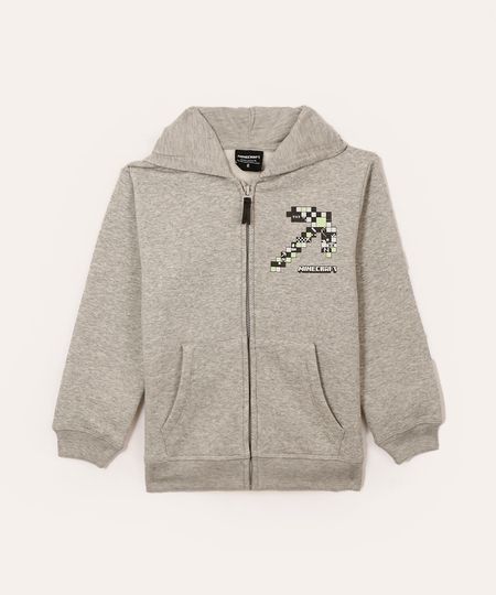 jaqueta de moletom infantil minecraft cinza mescla 4