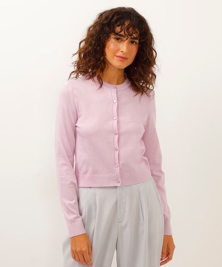 cardigan de tricot canelado lilás PP