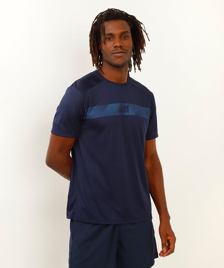 camiseta esportiva ace manga curta azul marinho GG