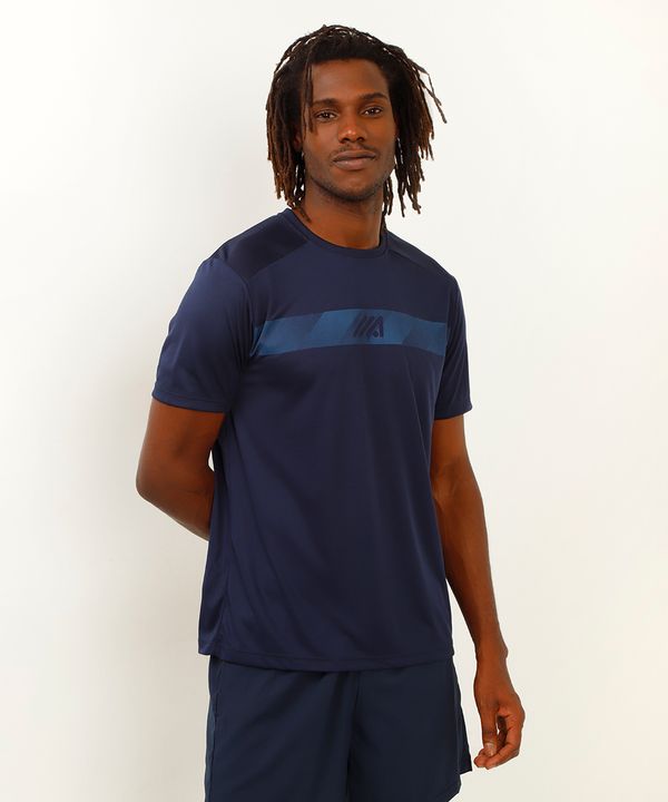 camiseta esportiva manga curta azul marinho M