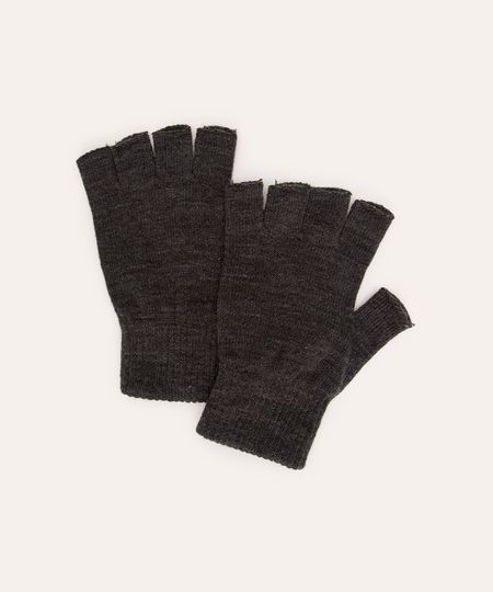 luva básica de tricot meio dedo cinza UNICO
