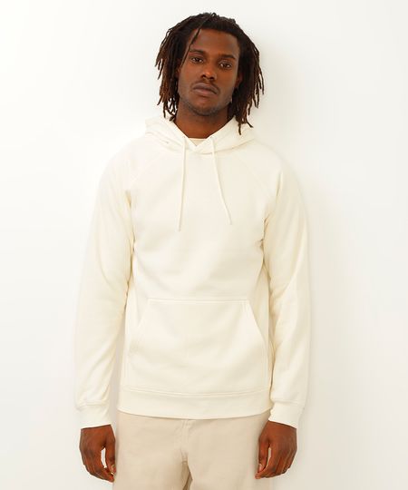 blusão de moletom bolso canguru com capuz off white P