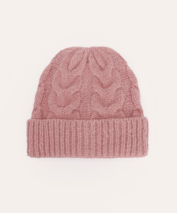 gorro de tricô texturizado trançado rosa UNICO