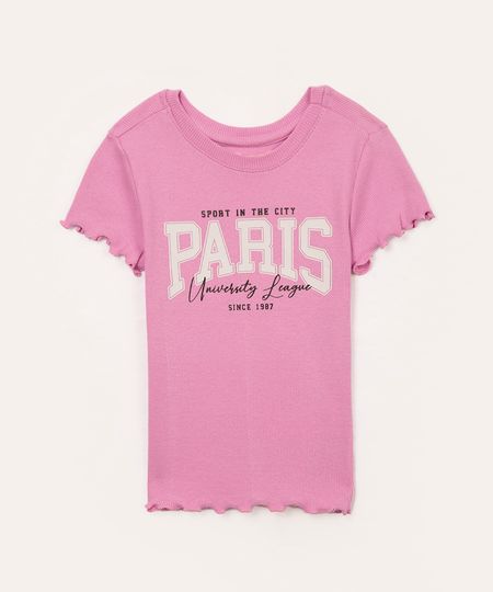 blusa de algodão infantil manga curta paris rosa 4