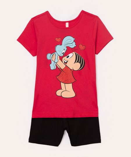 conjunto de algodão infantil pop turma da mônica vermelho 1