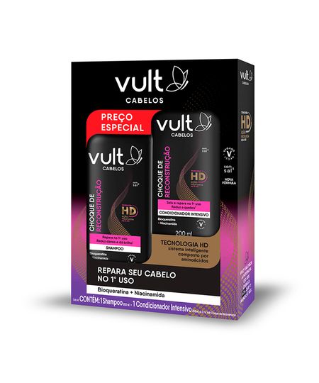 kit shampoo 200ml e condicionador 200ml choque de reconstrução UNICO