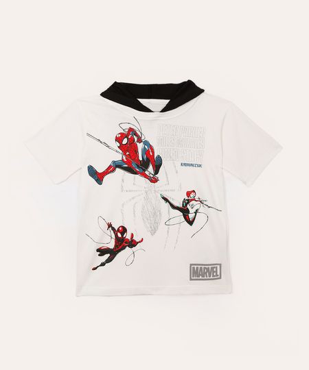 camiseta de algodão infantil homem aranha com capuz off white 6