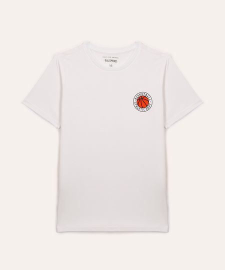 camiseta de algodão infantil basquete branca 10