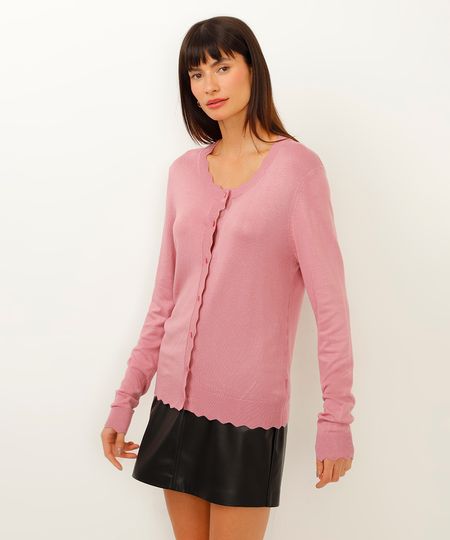 cardigan de tricot com botões lilás G cardigan de tricot com botões lilás G
