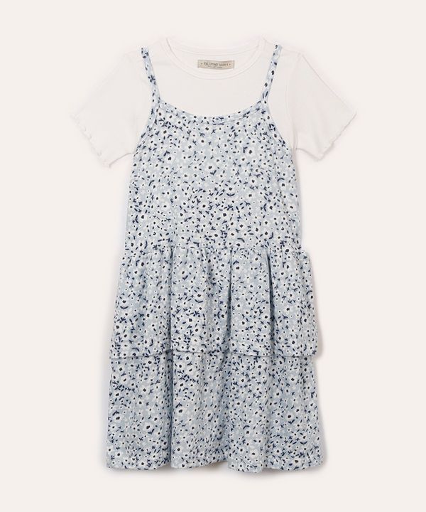 vestido infantil floral com babado e blusa sobreposta azul 6