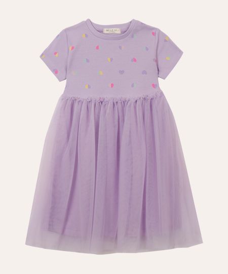 vestido infantil com tule e corações lilás 3 vestido infantil com tule e corações lilás 3