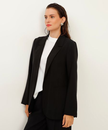 blazer de viscose alongado - preto P