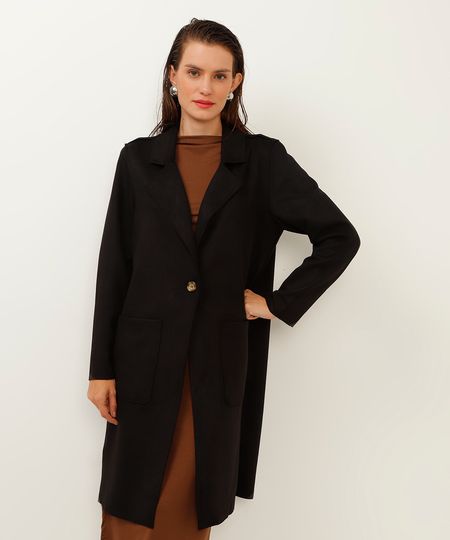 casaco trench coat aveludado preto PP