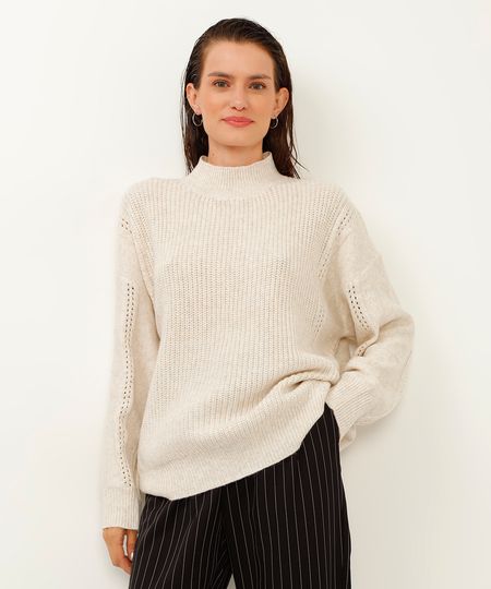suéter de tricot texturizado bege GG