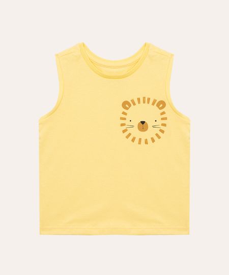 regata de algodão infantil leão amarelo 2