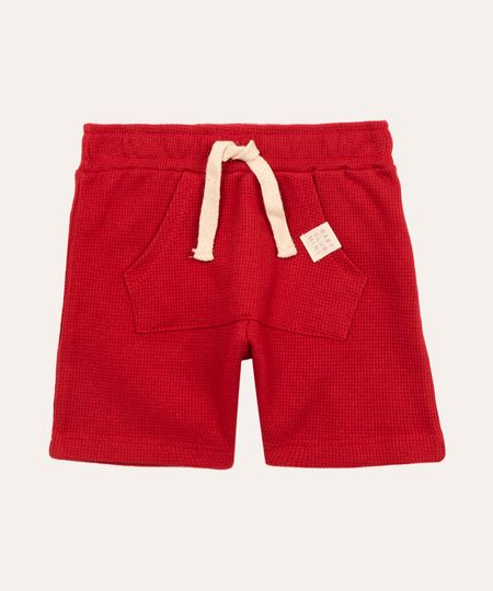 bermuda texturizada infantil com bolsos vermelho 3-6