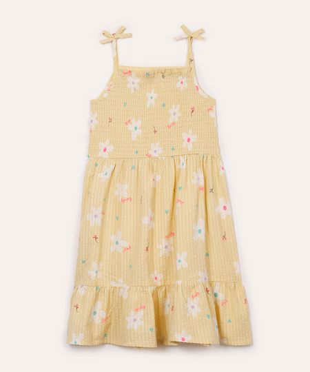 vestido de algodão infantil  floral colorido 4