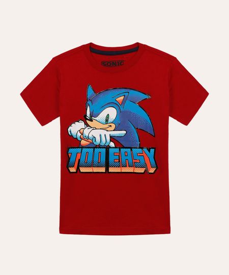 camiseta de algodão infantil sonic vermelho 6