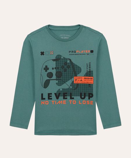 camiseta de algodão infantil game verde 4