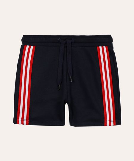 short de moletom infantil com listras azul marinho 4