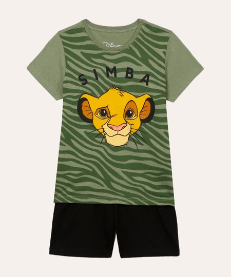 conjunto de algodão infantil simba manga curta verde 3