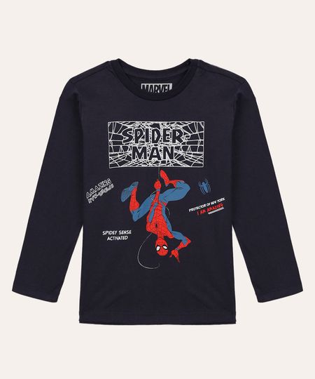camiseta de algodão infantil homem aranha azul marinho 6