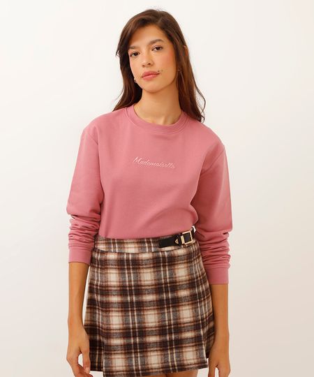 blusão de moletom sem capuz mademoiselle rosa P blusão de moletom sem capuz mademoiselle rosa P