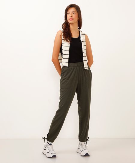 calça jogger fenda na barra verde militar M