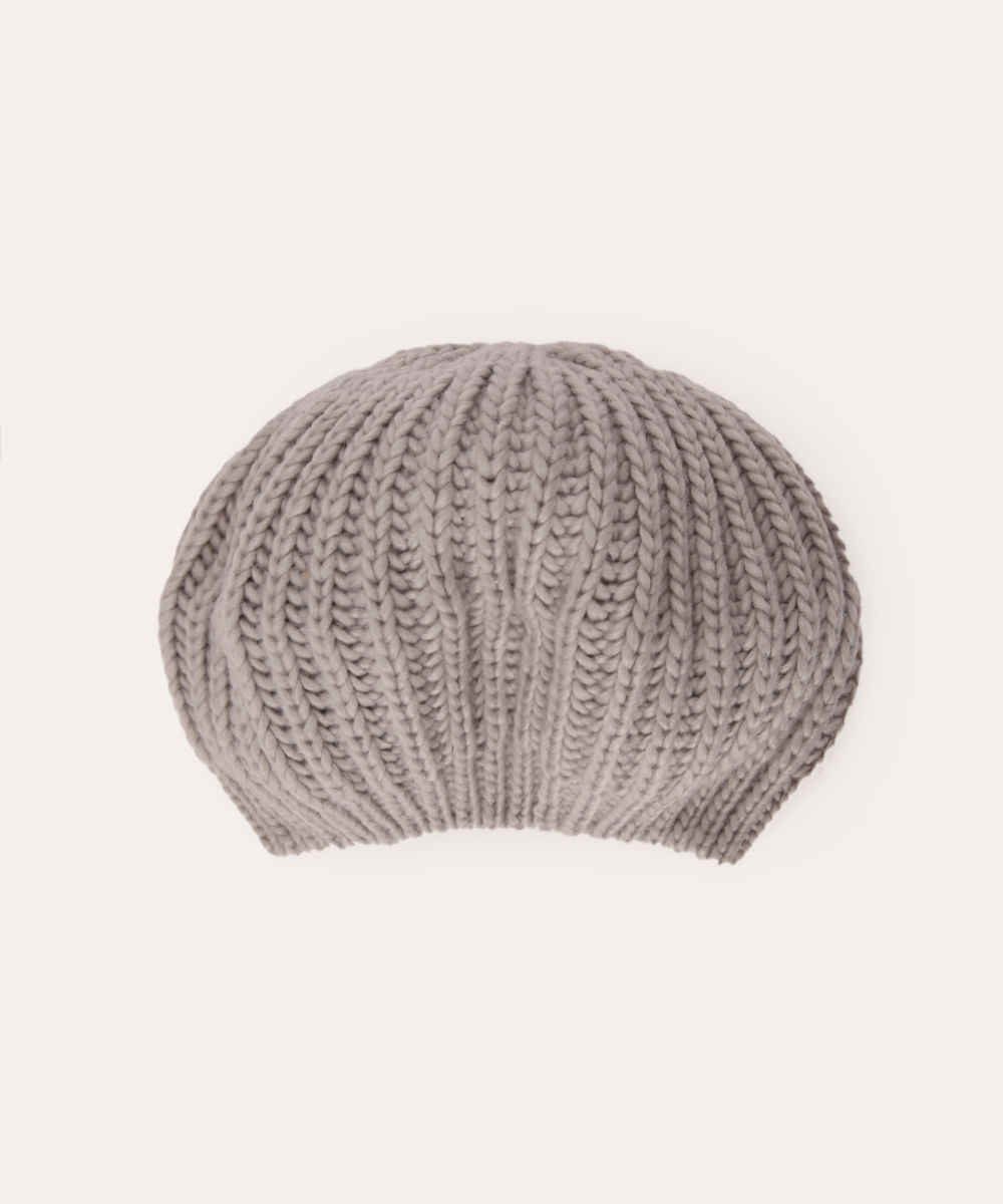boina de tricot cinza