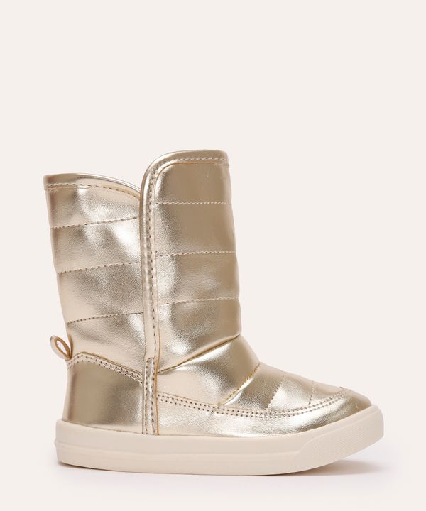 bota cano médio infantil metalizada dourado 22