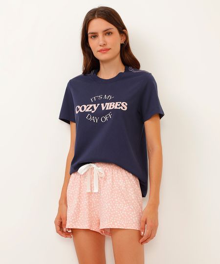 short de pijama coração rosa PP