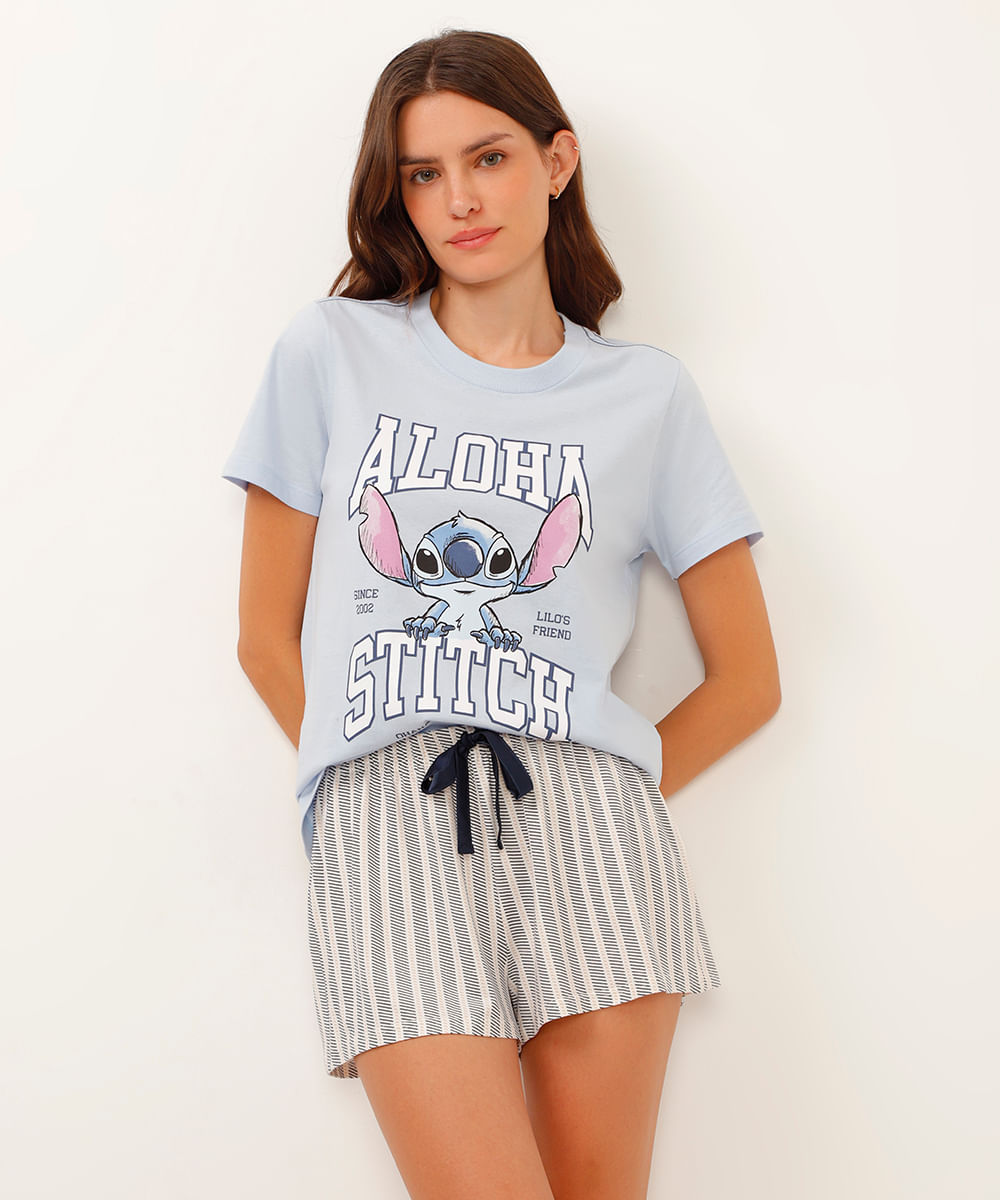 short de pijama listrado off white