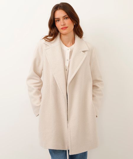 casaco de pelúcia alongado off white GG casaco de pelúcia alongado off white GG