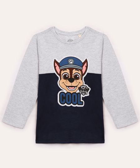 camiseta infantil manga longa patrulha canina cinza 1