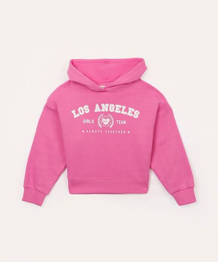 blusão de moletom infantil los angeles rosa 4