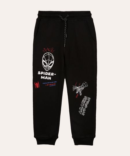 calça jogger de moletom infantil homem aranha preto 6