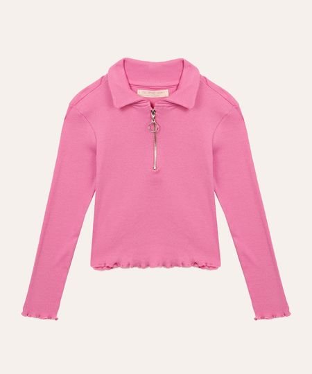 blusa de algodão infantil fru fru rosa 4