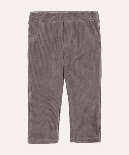 calça de veludo cotelê infantil cinza 3-6