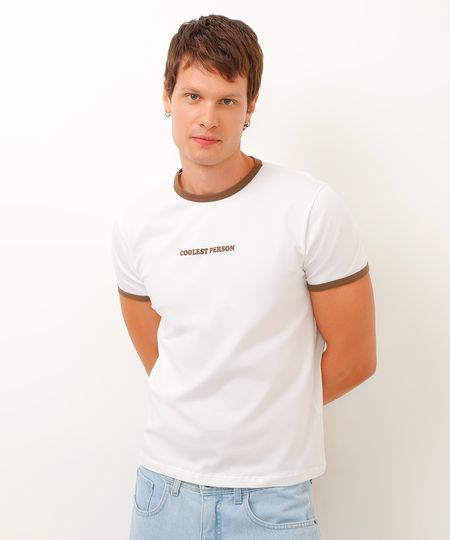 camiseta de algodão baby tee coolest person branco G camiseta de algodão baby tee coolest person branco G