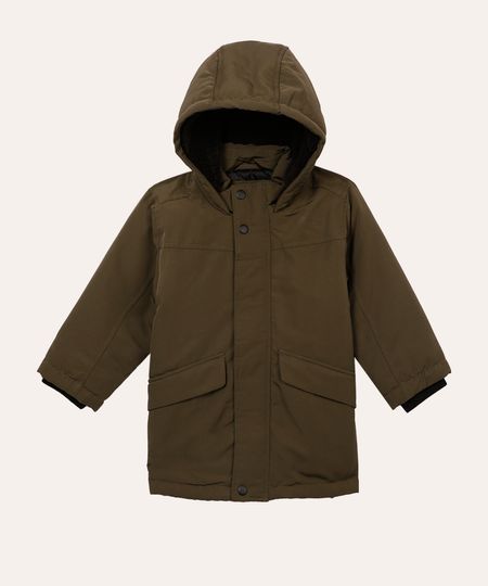 jaqueta parka infantil com capuz verde militar 6