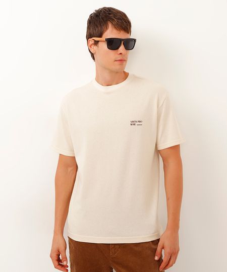 camiseta de moletinho vista pro mar bege PP