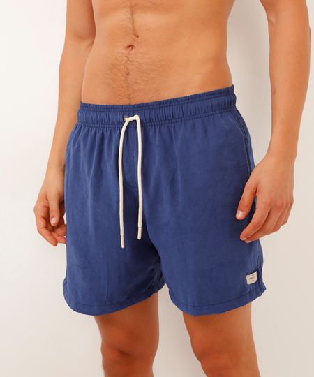 short cós elástico com cordão bege - azul marinho P