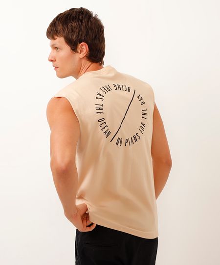 regata machão de algodão no plan for today bege P regata machão de algodão no plan for today bege P