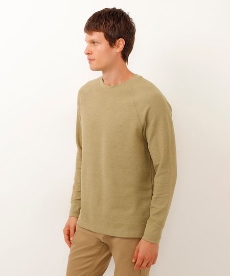 camiseta de algodão texturizada verde M